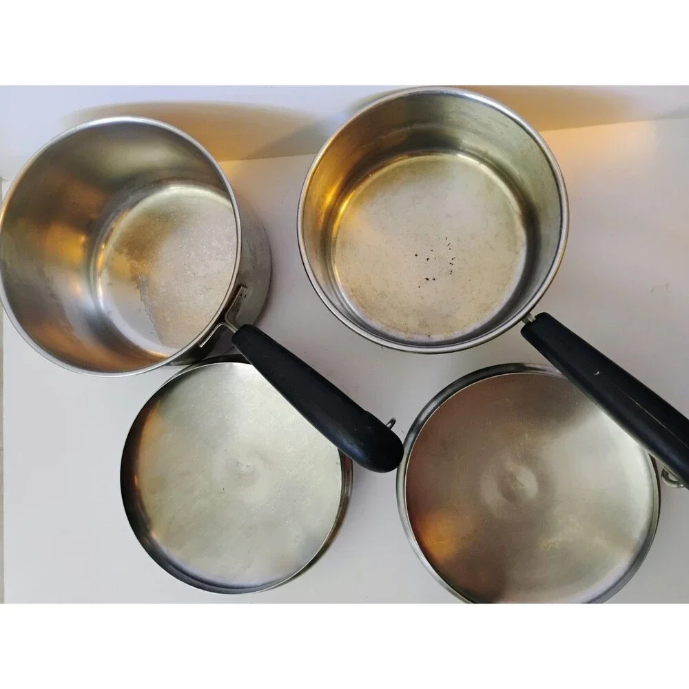 Vintage Revere Ware Pre-1968 Riverside CA Double Ring Copper Bottom Saucepan Set